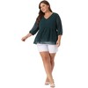 Agnes Orinda Women's Plus Size Chiffon Babydoll Long Sleeve V Neck Swiss Dots Blouses - 3 of 4