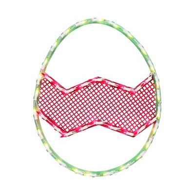 Impact Innovations 16.5" Lighted Green with Pink Chevron Stripe Easter Egg Window Silhouette Decoration