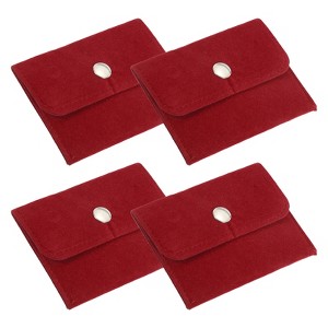 Unique Bargains Earrings Necklaces Rings Velvet Pouches Snap Button Portable Jewelry Storage Bag 4 Pcs - 1 of 4