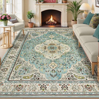 Lahome Boho Traditinal Area Rug for Bedroom Soft Non Slip Washable Living Dining Room Mat Indoor Office Carpet for Kitchen Nursery Bedroom