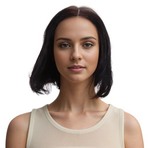 Unique Bargains Women's Straight Long Hair Wig 13x4in 180 Real Human Hair Black 1 Pc - 1 of 4