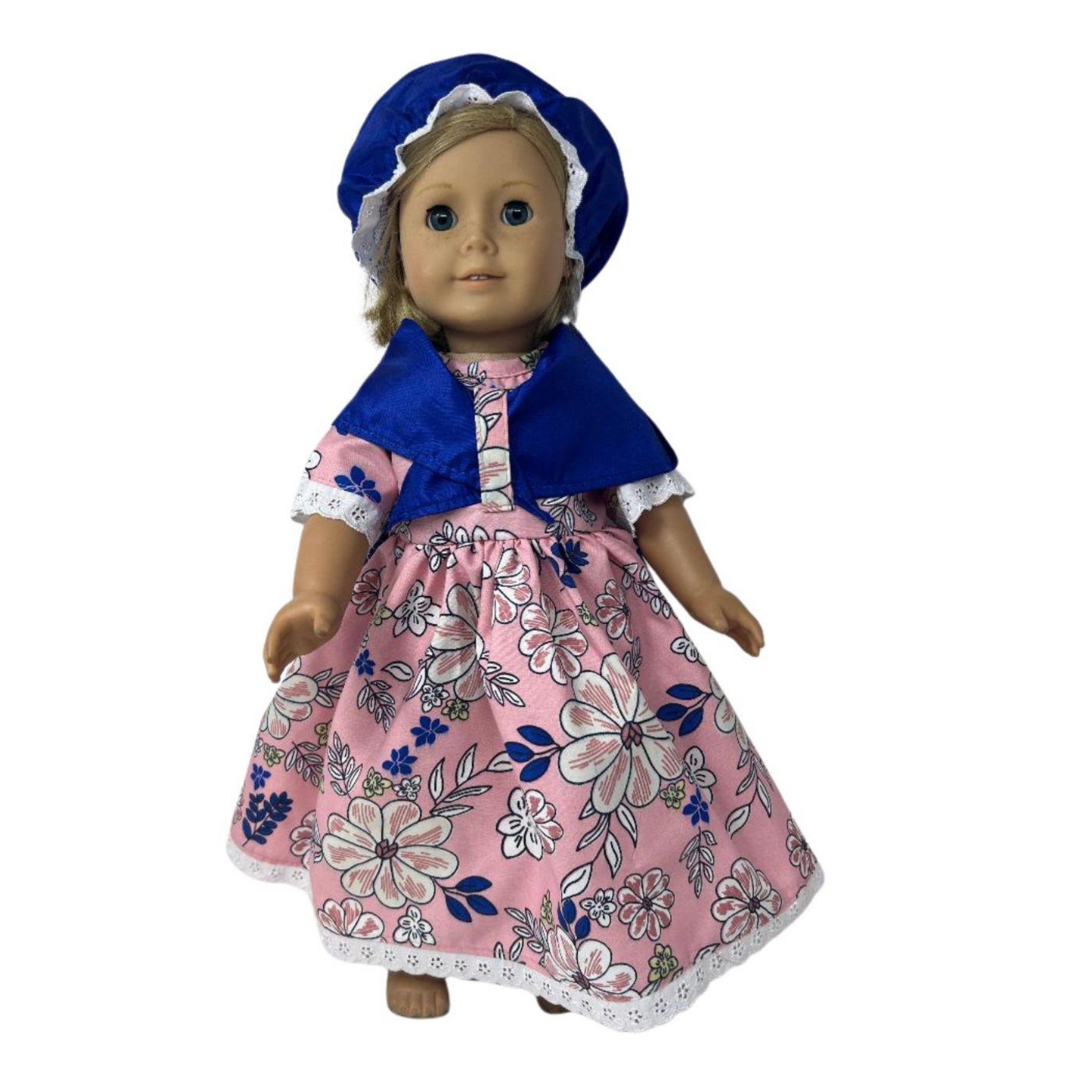 Детские аксессуары для кукол Doll Clothes Superstore Pink Floral Colonial Dress with Shawl and Bonnet for 18 Inch Girl Dolls, цвет: Розовый — фото 2