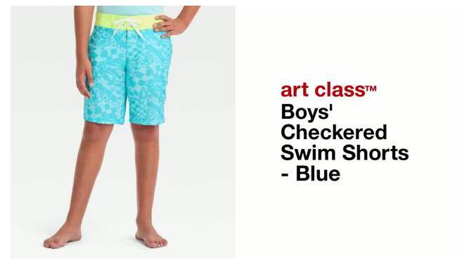 Boys&#39; Checkered Swim Shorts - art class&#8482; Blue, 2 of 5, play video