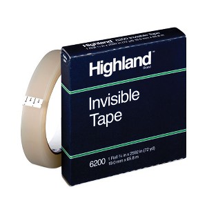 Highland Invisible Permanent Mending Tape, 3" Core, 0.75" x 72 yds, Clear - 1 of 2