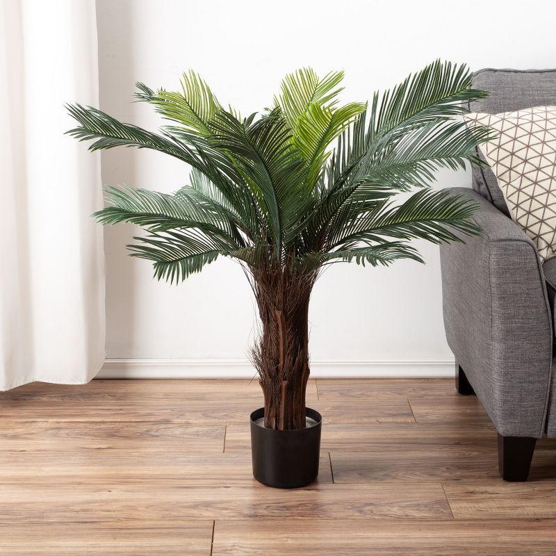 Artificial Cycas Palm Tree- 3-Foot Potted Faux Plant for Home or Office Decoration- Ornamental Greenery for Indoor or Outdoor Use by Nature Spring, 2 of 3