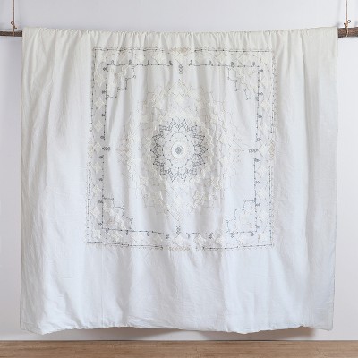 Full White Cotton Embroidered Comforter Set