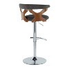 LumiSource Set of 2 Gardenia Adjustable Barstools Chrome Metal/Walnut Wood/Charcoal Fabric - 2 of 4