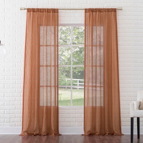 84 X50 Avril Crushed Textured Semi, Orange Sheer Curtains