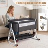 JOYMOR 3 in 1 Baby Bassinet, Bedside Bassinet for Baby, with Comfy Mattress and Wheels, 6 Height Adjustable Easy Folding Portable Bedside Crib - 3 of 4