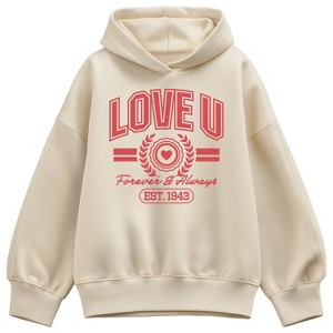 トップス Diante PIGMENT MESSAGE SWEAT HOODIE Women's Instant Message Love U Forever & Always Oversized Fleece