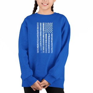 LA Pop Art National Anthem Flag - Girl's Word Art Crewneck Sweatshirt - 1 of 3