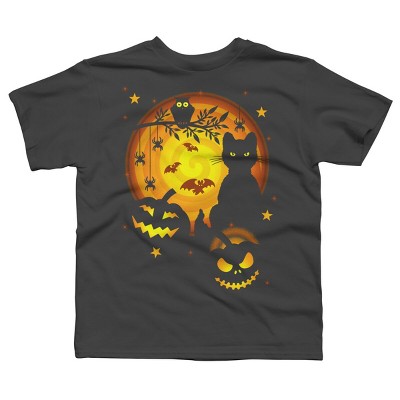 Boy's Design By Humans Halloween Kitty By artizan16 T-Shirt
