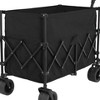 Vynxaria Collapsible Beach Wagon, 220lb Capacity, Heavy-Duty 300L Folding Utility Cart, All-Terrain Big Wheels, Drink Holders, Black - 4 of 4