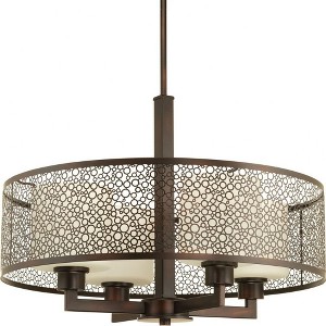 Progress Lighting Mingle 4-Light Pendant, Antique Bronze, Etched Parchment Glass Shade - 1 of 2