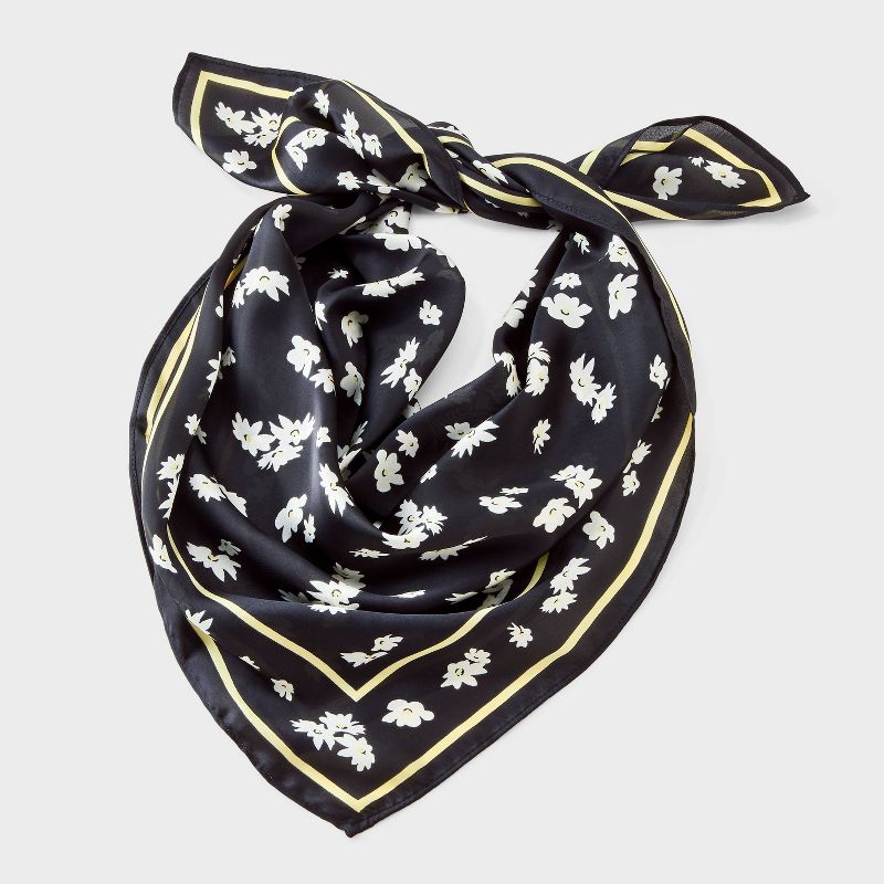 Floral Pattern Square Scarf - Universal Thread™ Black/White