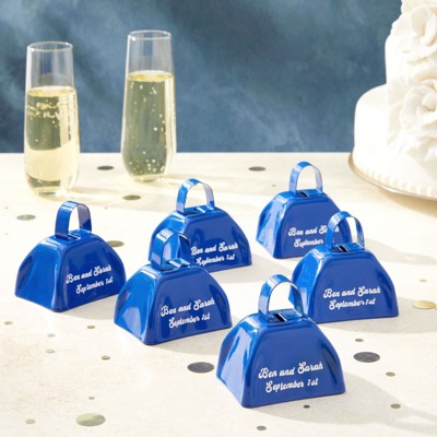 Blue Metal Cowbells with Handles for Events, 12-Pack