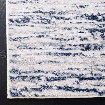 Amelia 6'7" Square Grey and Navy Abstract Area Rug