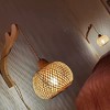 TOBILI Bamboo Lantern Plug in Wall Sconces Wicker Wall Lamp with Plug in Cord Hand Woven Rattan Wall Light Farmhouse Rustic - 3 of 4