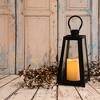 LumaBase Metal Lantern with Battery-Operated Candle - Black Tapered - 3 of 4