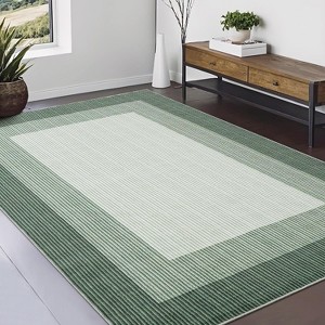 Low-Pile Washable Bordered Area Rug for Living Room Bedroom Dining Room, Non-Slip Stain Resistant Non-Shedding Carpet Geometric Floor Decor - 1 of 4