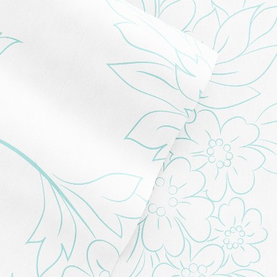 California King White and Aqua Cotton Polyester Deep Pocket Sheet Set