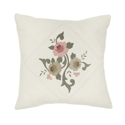 BrylaneHome Ava Embroidered Cotton 16" Square Pillow