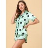 cheibear Women's Silky Satin Nightwear with Shorts Lounge Sleepwear Pajama Set - 2 of 4