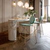 Counter Stool 39" H – Velvet Upholstery in Green & Gold Finish – Modern Stackable (Set of 2) By Zuo Modern - 2 of 4
