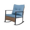 KTMBDW 3 Piece Rocking Bistro Set Wicker Patio Outdoor Furniture Porch Chairs Conversation Sets with Rattan Coffee Table - 2 of 4