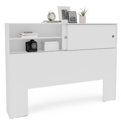 Victoria White Queen Wood Frame Platform Bed with Storage Headboard