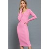 Slickblue Midi Sweater Dress, Henley Neck with Snap Buttons, Women’s Long Sleeve Knit, Black/Pink, Sizes S-L - 4 of 4