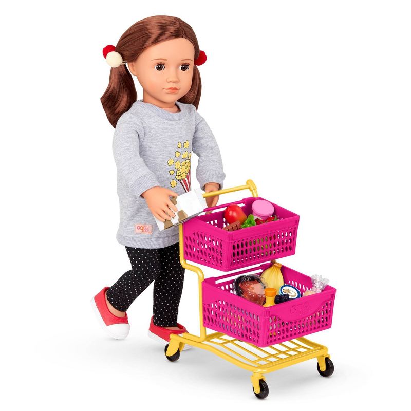 Our Generation Grocery Day Shopping Cart Pink &#38; Yellow Accessory Set for 18&#34; Dolls, 4 of 9