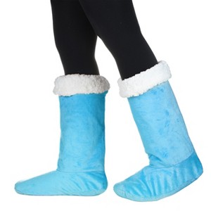 Women's Faux Shearling Lined Slipper Socks, Kid's Winter Indoor Home Non Skid Booties, Soft, Warm, Fluffy, Cozy, Fuzzy, Gifts - Catalonia - 1 of 4