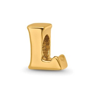 Black Bow Jewelry Letter L Bead Charm in 14k Yellow Gold Plated Sterling Silver - 1 of 4