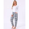 INSPIRE CHIC Women's Fuzzy Fleece Plush Plaid Pajama Pants Winter Warm Lounge Sleepwear with Pockets Bottoms - 3 of 4