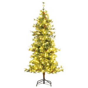 Resenkos 6-Ft Pre-Lit Artificial Christmas Tree with Pine Cones - Green - 1 of 1