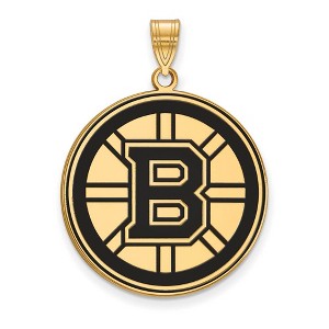 Black Bow Jewelry 14k Yellow Gold Plated Sterling Silver Boston Bruins NHL Extra Large Pendant - 1 of 3