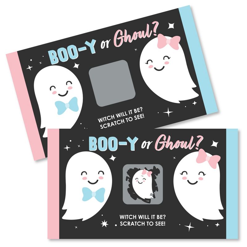Big Dot of Happiness Girl Boo-y or Ghoul - Baby Girl Halloween Gender Reveal Party Scratch Off Cards - Baby Shower Game - 22 Count, 1 of 7