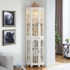 Okak Corner Curio Cabinet, Display Cabinet with 4 Adjustable Tempered Glass Shelves and Solid Wood Legs, Cabinet for Living Room - 3 of 4
