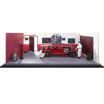 1930 Alfa Romeo 6C 1750 GS Red w/Two Mechanics & Garage Workshop Diorama Limited Edition 200 pcs 1/18 Diecast Car by CMC