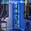 Aoibox 6 Tier LED Light Corner Shelf Tall Standing Black Narrow Display Bookshelf Storage Rack for Living Room Bedroom Metal Wood Frame - 4 of 4