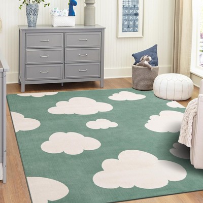 Unique Loom Whimsy Kids Clouds Washable Indoor Woven Area Rug