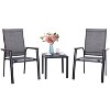 3pc Patio Dining Set with Small Square Side Table & Lightweight Sling Chairs - Captiva Designs: Outdoor Conversation Set - image 2 of 4