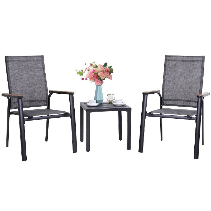 3pc Patio Dining Set with Small Square Side Table &#38; Lightweight Sling Chairs - Captiva Designs, 2 of 10
