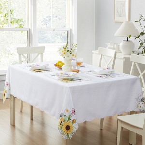 Sunflower and Daisies Cutwork Tablecloth - Elrene Home Fashions - 1 of 3