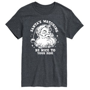 Men's - Instant Message - Santas Watching Be Nice To Mom Short Sleeve Graphic T-Shirt - 1 of 4