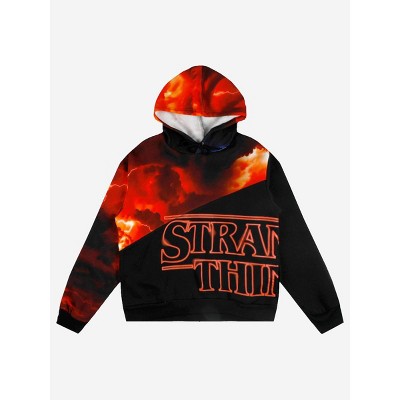 Stranger Things Split Mind Flayer Logo Adult Black Long Sleeve Hooded Sweatshirt