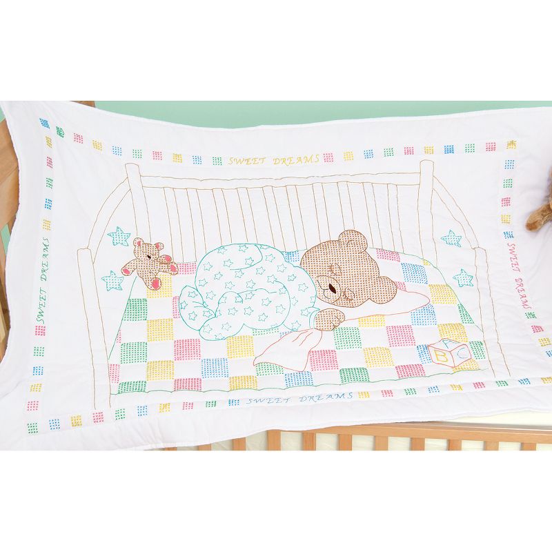 Jack Dempsey Stamped White Quilt Crib Top 40"X60"-Snuggly Teddy, 2 of 3
