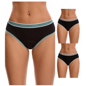 INSPIRE CHIC 3 Packs Women's Mid Rise Letter Print Contrast Binding Leak Proof Underpants - 1 of 4