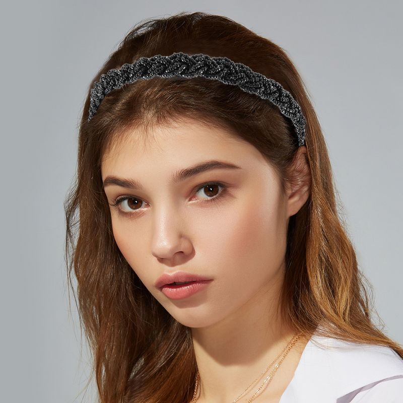 Unique Bargains Women's Beaded Hair Hoop Headband Accessories Hairband 0.43 Inch Wide 1 Pc, 2 of 7
